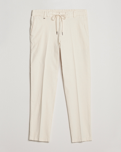 Herr | Drawstringbyxor | BOSS BLACK | Kane Cotton/Linen Drawstring Trousers Open White