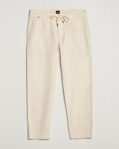 Herr | Drawstringbyxor | BOSS ORANGE | Sisla Cotton/Linen Drawstring Pants Light Beige