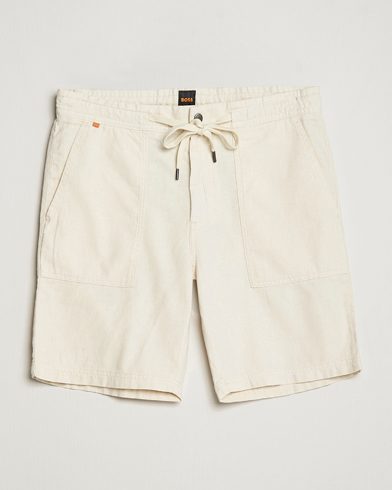 Herr | Drawstringshorts | BOSS ORANGE | Sisla Cotton/Linen Drawstring Shorts Light Beige