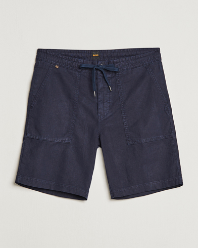 Herr | Shorts | BOSS ORANGE | Sisla Cotton/Linen Drawstring Shorts Dark Blue