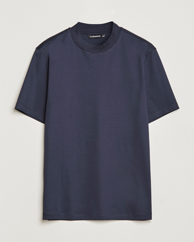 Herr | Kortärmade t-shirts | J.Lindeberg | Ace Mock Neck Mercerized Cotton T-Shirt Navy