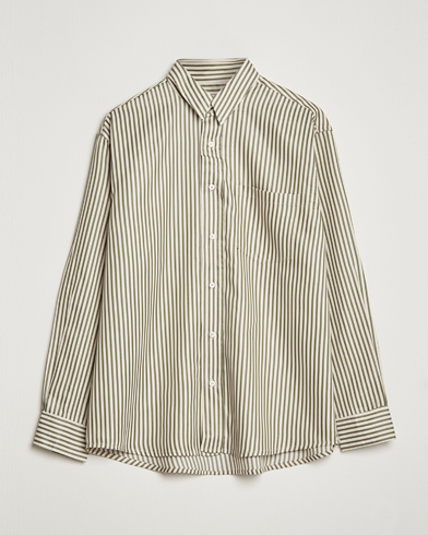 Herr | Casualskjortor | Jeanerica | Come Tencel Striped Shirt Green/White