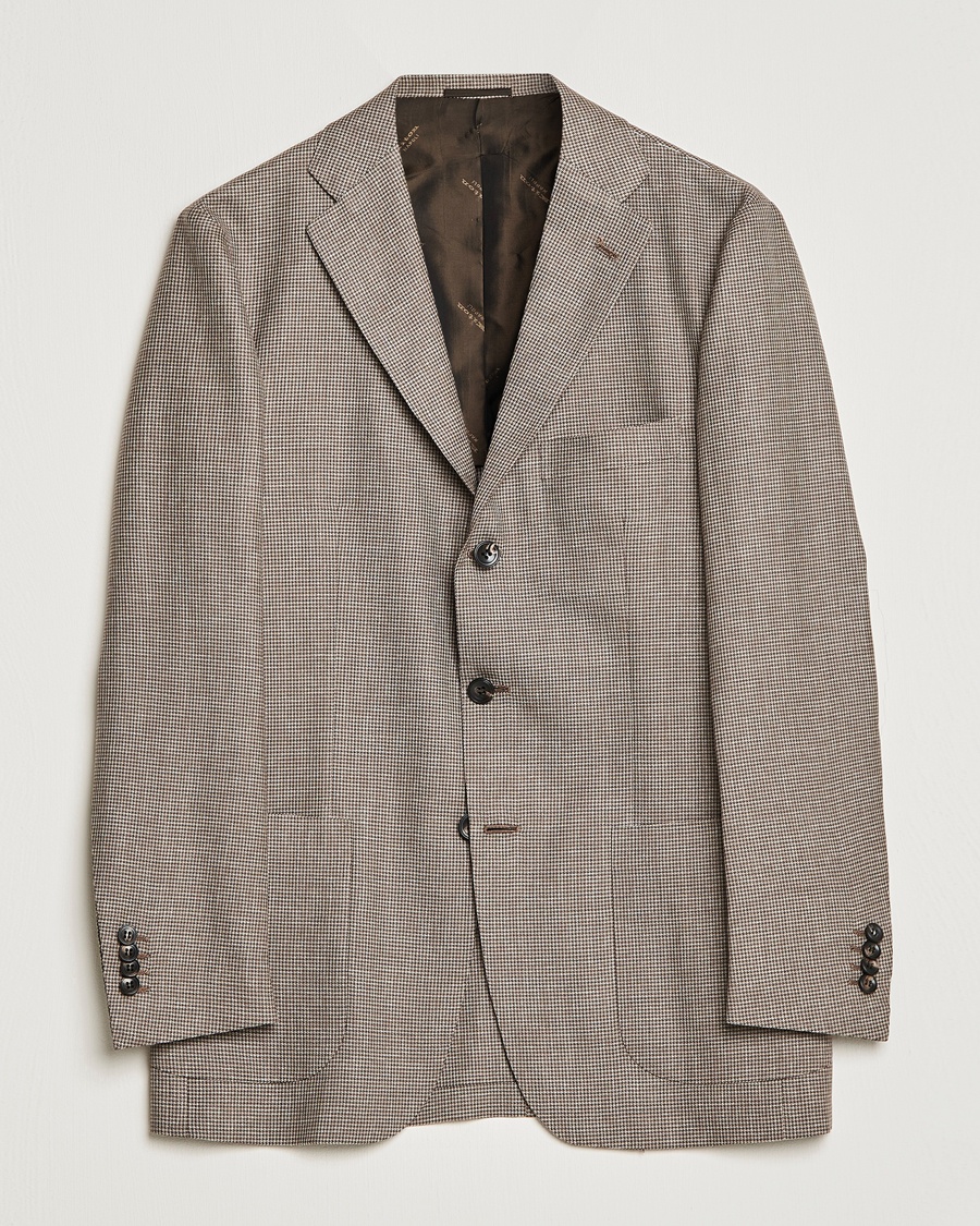 Herr | Kiton | Kiton | Wool Houndstooth Blazer Beige