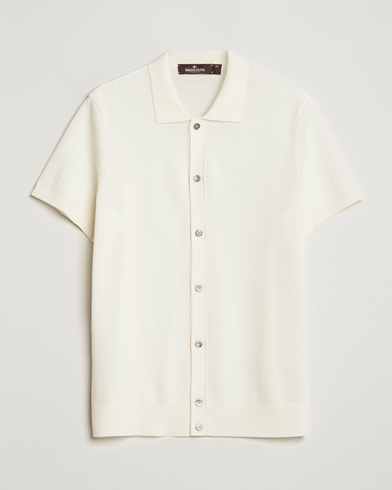Herr |  | Morris Heritage | Alberto Knitted Short Sleeve Knitted Shirt Off White