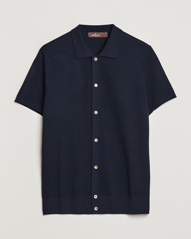 Herr |  | Morris Heritage | Alberto Knitted Short Sleeve Knitted Shirt Navy