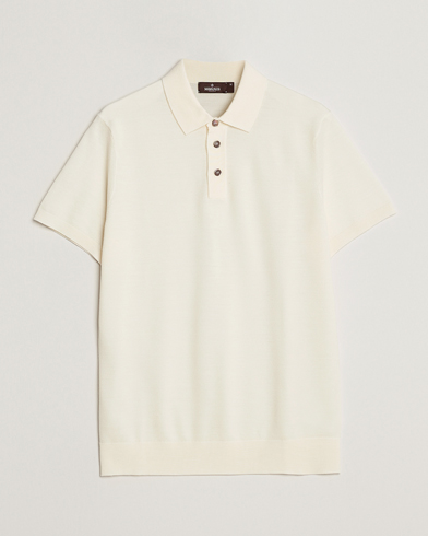 Herr | Morris Heritage | Morris Heritage | Alberto Knitted Short Sleeve Polo Shirt Off White