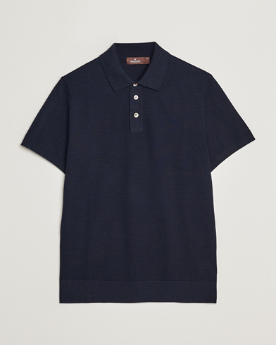 Herr | Morris | Morris Heritage | Alberto Knitted Short Sleeve Polo Shirt Navy