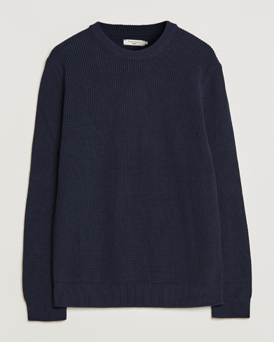 Herr | Nudie Jeans | Nudie Jeans | August Cotton Rib Knitted Sweater Navy