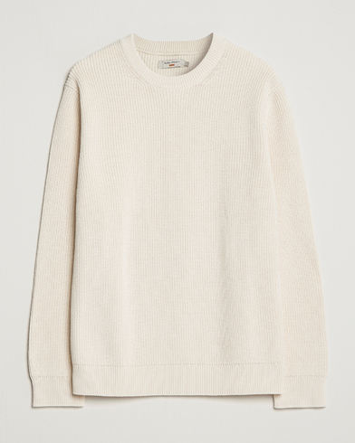Herr |  | Nudie Jeans | August Cotton Rib Knitted Sweater Chalk White