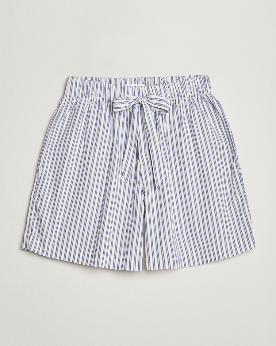 Tekla Poplin Pyjama Shorts Skagen Stripes – Blå