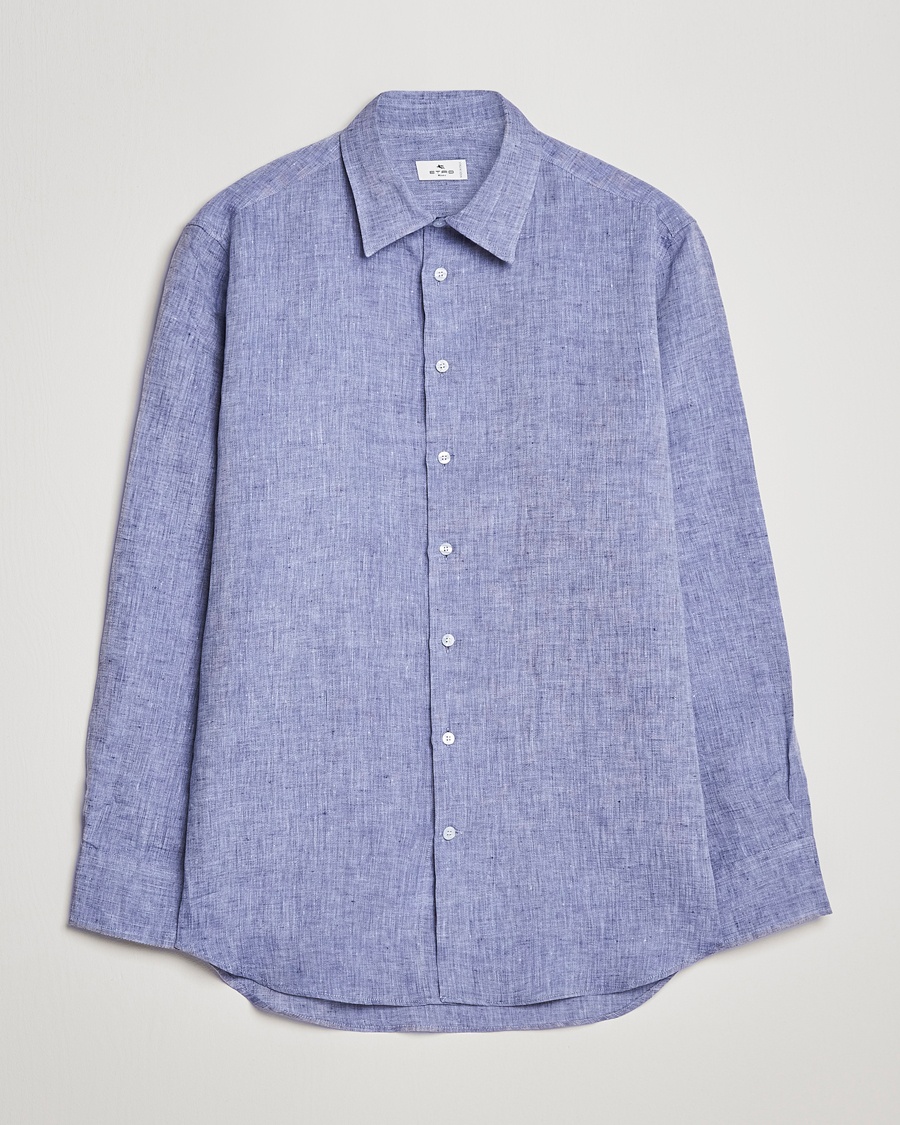 Herr | | Etro | Linen Sport Shirt Dark Blue