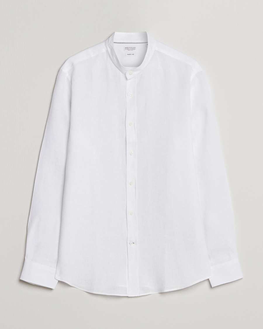  Linen Guru Collar Shirt White