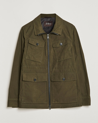 Herr | Dressade jackor | Oscar Jacobson | Balder Waxed Field Jacket Dark Green