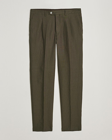 Herr |  | Oscar Jacobson | Delon Linen Trousers Dark Green