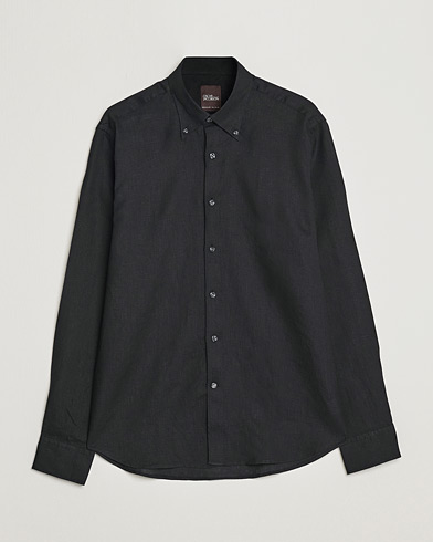 Herr | Linneskjortor | Oscar Jacobson | Regular Fit Button Down Linen Shirt Black
