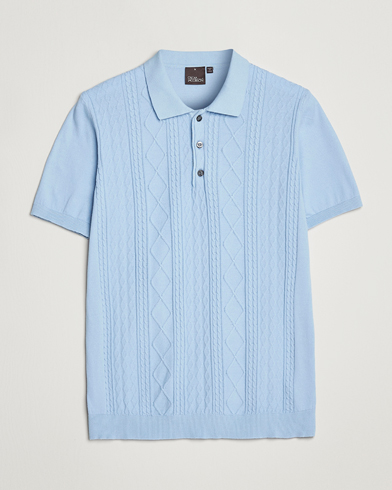 Herr |  | Oscar Jacobson | Bard Short Sleeve Structured Cotton Polo Light Blue