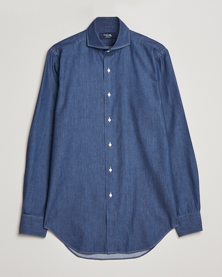 Herr | Christmas 2024 | Kamakura Shirts | Slim Fit Denim Shirt Dark Indigo