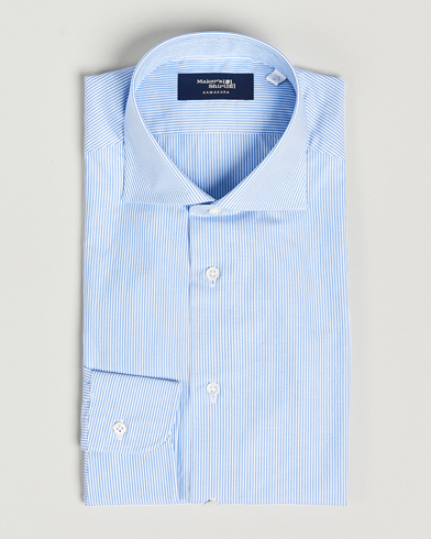 Herr |  | Kamakura Shirts | Slim Fit Striped Broadcloth Shirt Light Blue