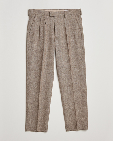 Herr | Uddabyxor | NN07 | Fritz Wool Pleated Trousers Brown Melange
