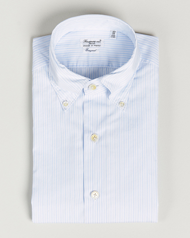 Herr |  | Finamore Napoli | Milano Slim Washed Dress Shirt Light Blue Stripe