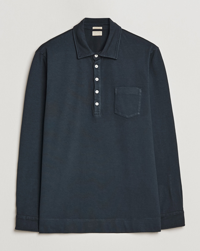 Herr |  | Massimo Alba | Ischia Long Sleeve Cotton Polo Washed Black