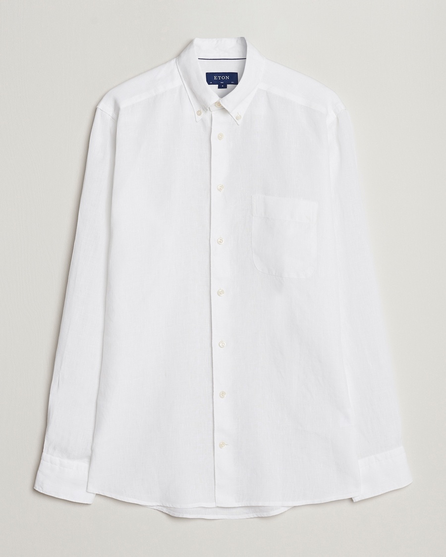 Herr | Linneskjortor | Eton | Slim Fit Linen Button Down Shirt White