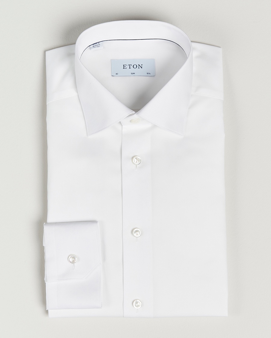 Herr | | Eton | Fine Pique Shirt White