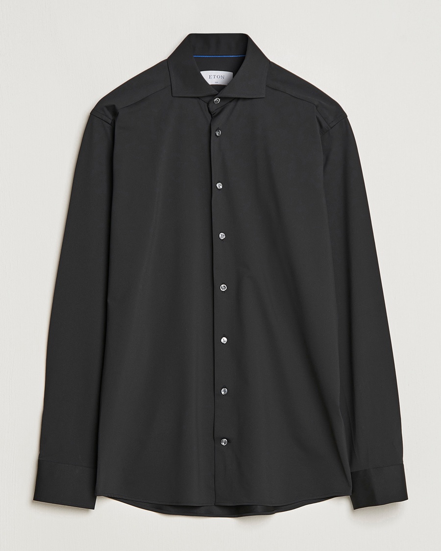 Herr | Casualskjortor | Eton | Slim Fit Four Way Stretch Shirt Black