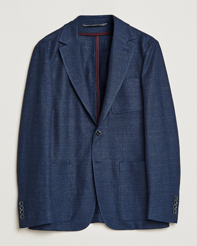 Herr | Kavajer | Canali | Linen/Cotton Jersey Blazer Dark Blue