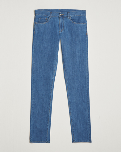 Herr | Quiet Luxury | Canali | Slim Fit 5-Pocket Jeans Blue Wash