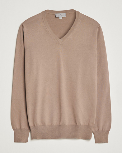 Herr | Canali | Canali | Cotton V-Neck Pullover Brown