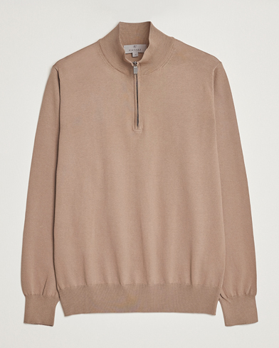 Herr | Canali | Canali | Cotton Half Zip Sweater Brown
