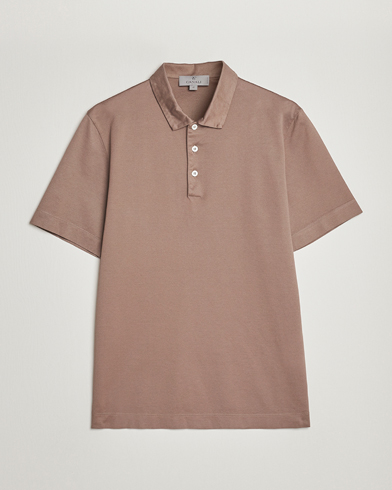Herr | Quiet Luxury | Canali | Short Sleeve Polo Pique Taupe