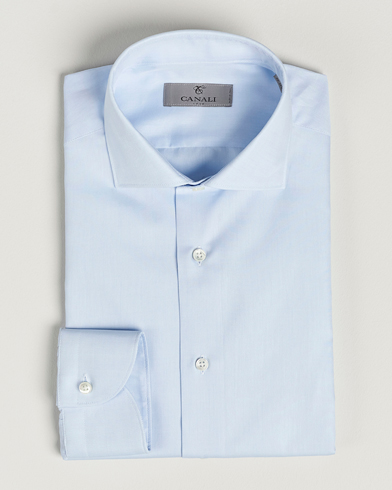 Herr | Quiet Luxury | Canali | Slim Fit Cotton Shirt Light Blue