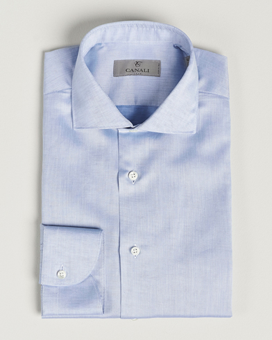 Herr | Mörk kostym | Canali | Slim Fit Linen Shirt Light Blue