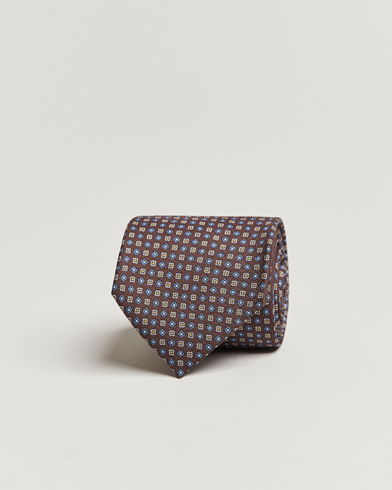 Herr |  | Canali | Micro Pattern Printed Silk Tie Brown
