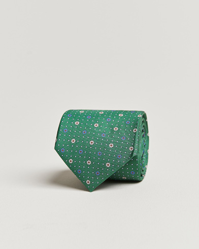 Herr | Italian Department | Canali | Printed Flower Silk Tie Green