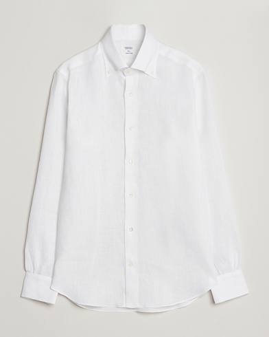 Herr |  | Mazzarelli | Soft Linen Button Down Shirt White
