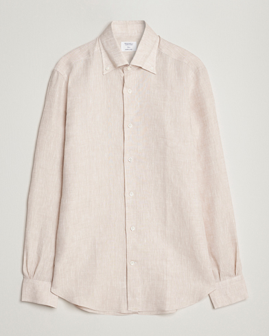 Herr | Linneskjortor | Mazzarelli | Soft Linen Button Down Shirt Beige