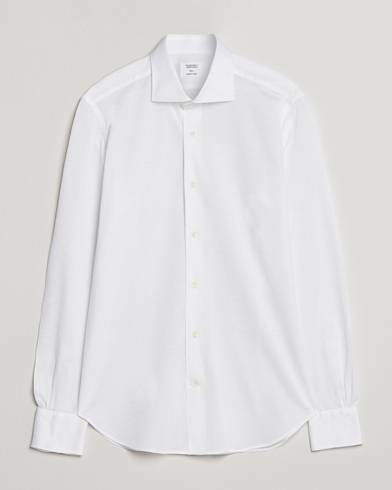 Herr | Pikéskjortor | Mazzarelli | Soft Washed Piquet Shirt White