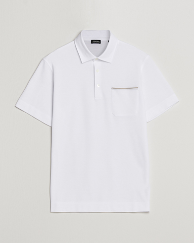 Herr | Quiet Luxury | Zegna | Short Sleeve Pocket Polo White