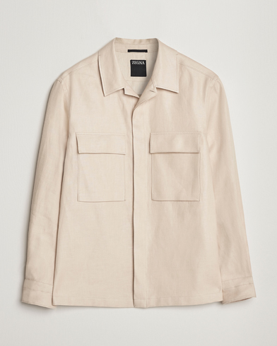 Herr | Skjortjackor | Zegna | Linen Shirt Jacket Beige