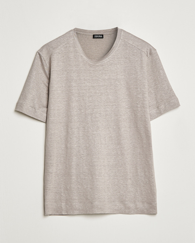 Herr | Quiet Luxury | Zegna | Pure Linen T-Shirt Taupe