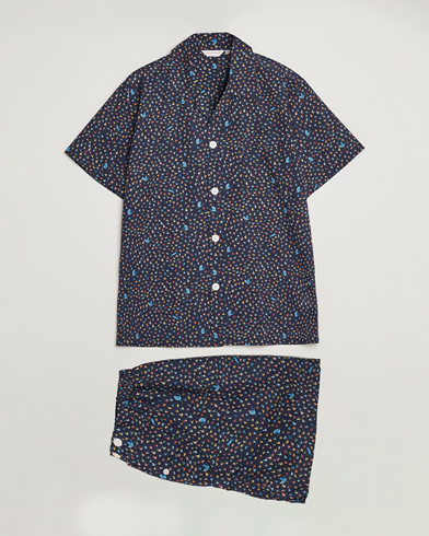 Herr | Pyjamas & Morgonrockar | Derek Rose | Shortie Printed Cotton Pyjama Set Navy Multi