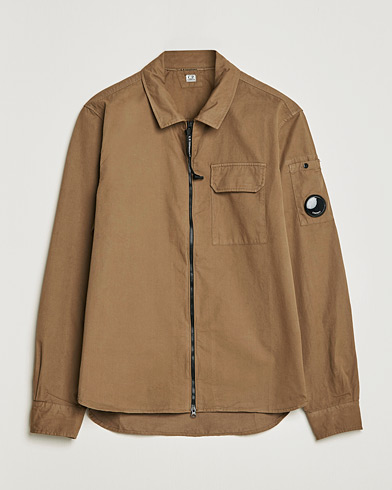 Herr | An overshirt occasion | C.P. Company | Garment Dyed Gabardine Zip Shirt Jacket Khaki brown