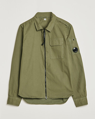 Herr | Overshirts | C.P. Company | Garment Dyed Gabardine Zip Shirt Jacket Olive