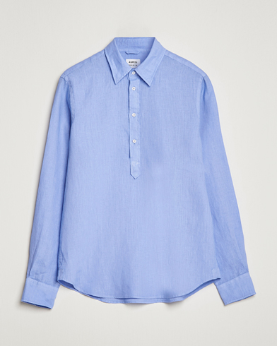 Herr | Linneskjortor | Aspesi | Linen Popover Shirt Light Blue