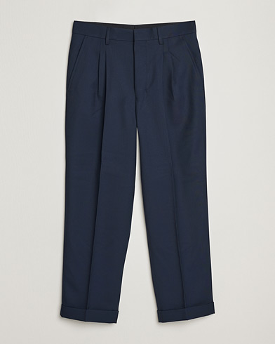 Herr | Kostymbyxor | AMI | Wool Carrot Fit Trousers Navy