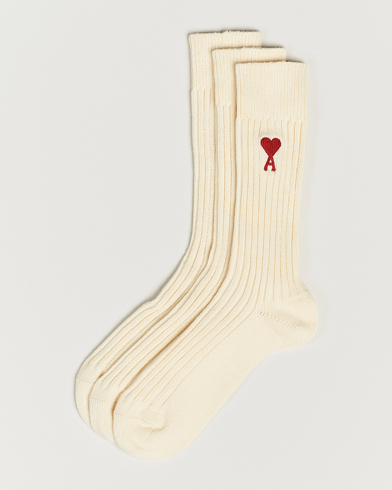 Herr | AMI | AMI | 3-Pack Heart Socks White