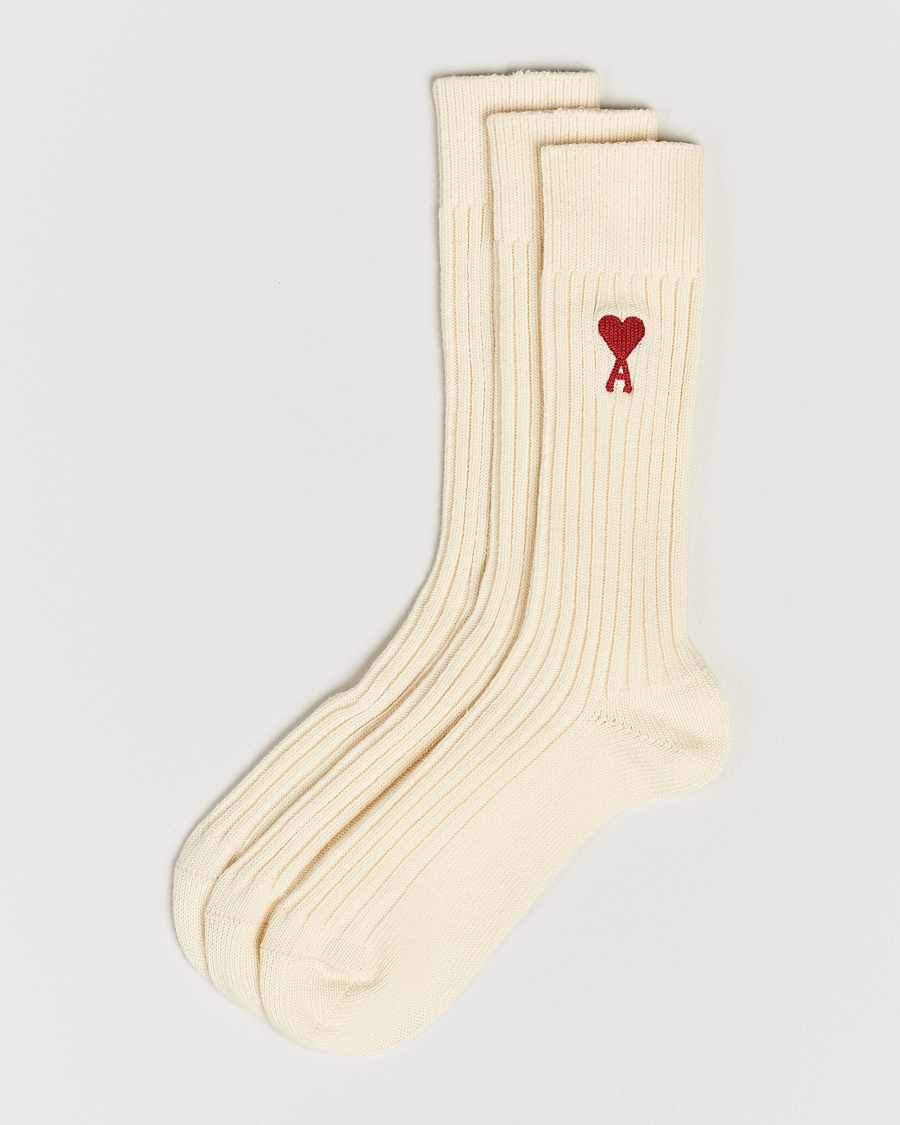 Herr | AMI | AMI | 3-Pack Heart Socks White